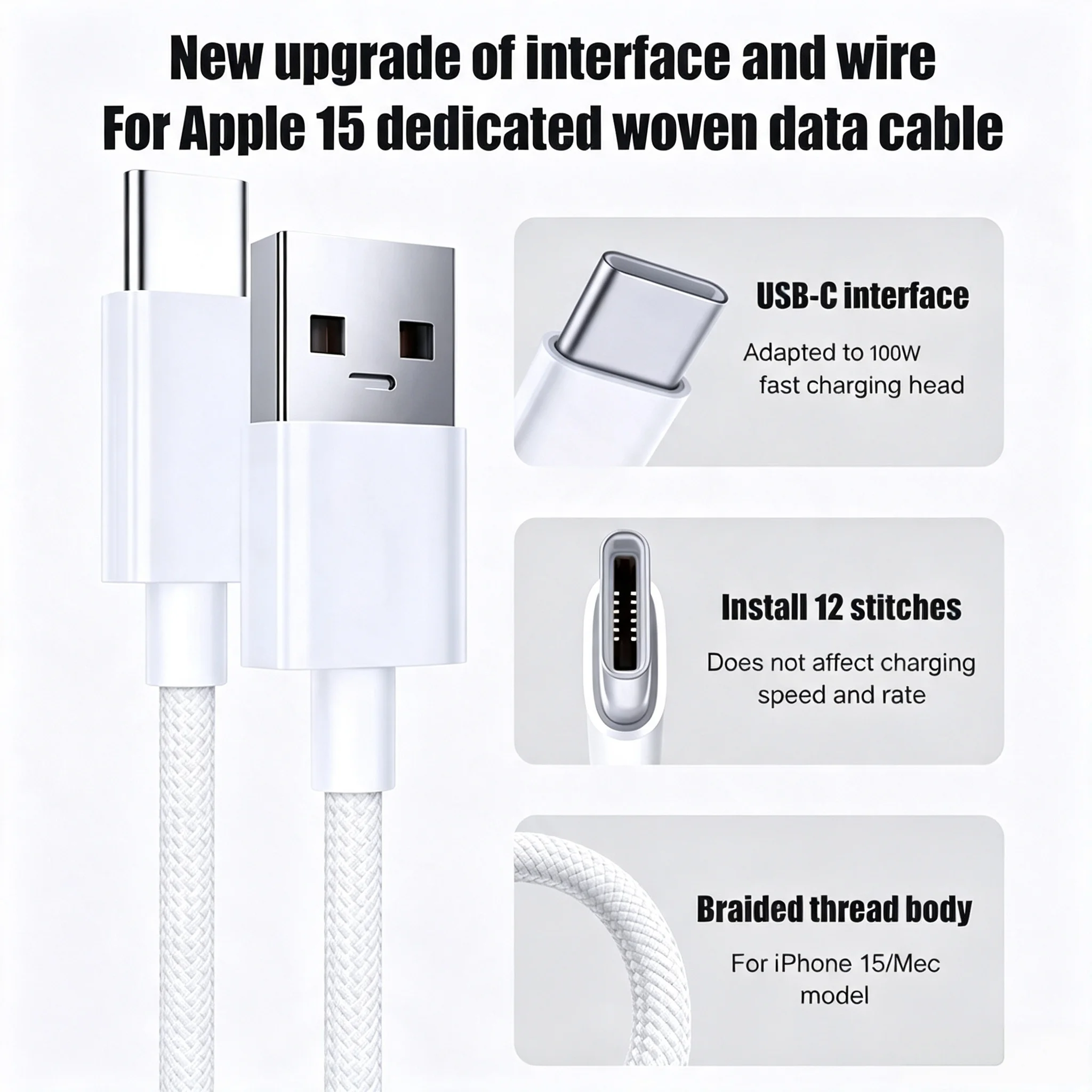 10 CABLES USB A a USB C de 120W para Carga Rápida, Compatibles con iPhone 17, 16, 15, Samsung, Huawei, Xiaomi, etc.