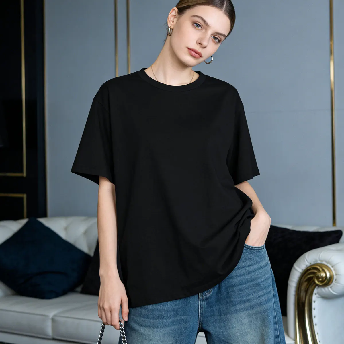 Camiseta 100% algodón, paquete de 5, suave, transpirable, resistente a la decoloración, para hombre y mujer, cuello redondo, camiseta de verano, negra/blanca/gris, unisex.