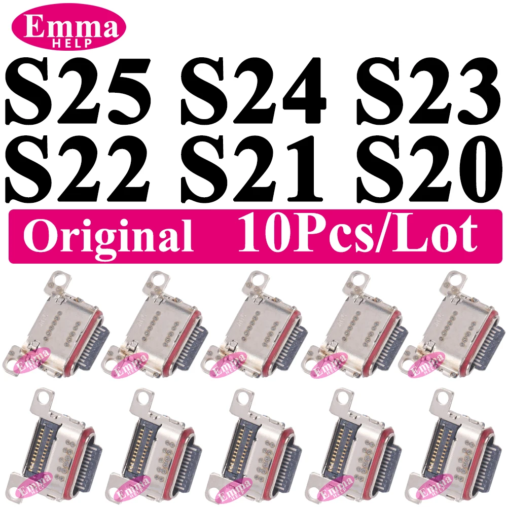 10 piezas de puerto de carga original para Samsung S26 S25 S24 23 Ultra S22 S21 Plus S25 FE A34 A52 A53 A54 A56, conector de cargador
