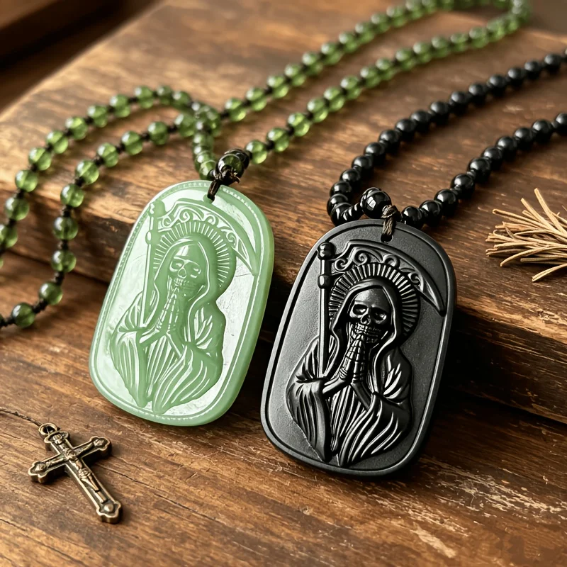 Colgante de San Muerte, Collar con Colgante de San Judas, Joyería Religiosa Unisex