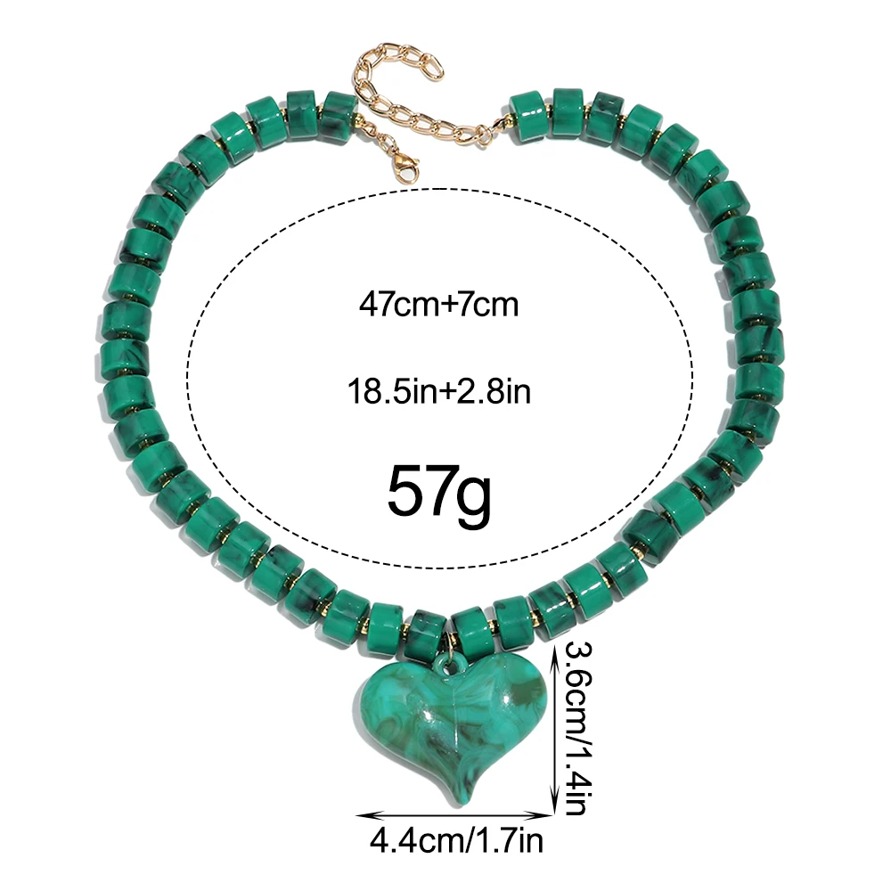 Gargantilla con colgante de corazón de cuentas coloridas acrílicas a la moda, collares con cuentas geométricas a la moda, Collar, regalos de joyería