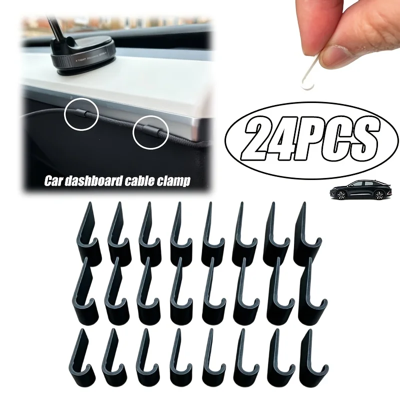24 clips para cables de salpicadero de coche, compatibles con cables de 3,4 mm de diámetro, se pueden usar para organizar grabadoras de conducción o soportes para teléfonos