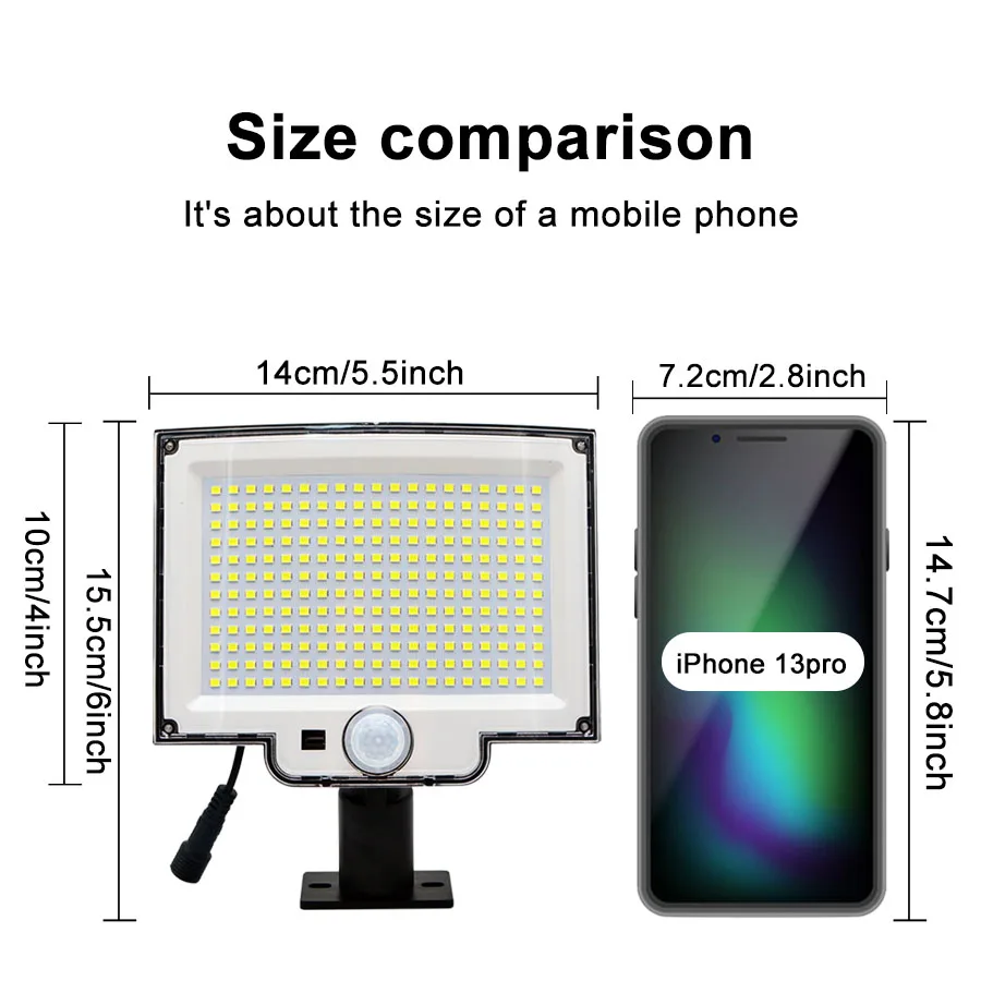 Luces solares LED 228/328 lámpara de pared con Sensor de movimiento PIR para exteriores IP65 farola impermeable con control remoto para iluminación de jardín