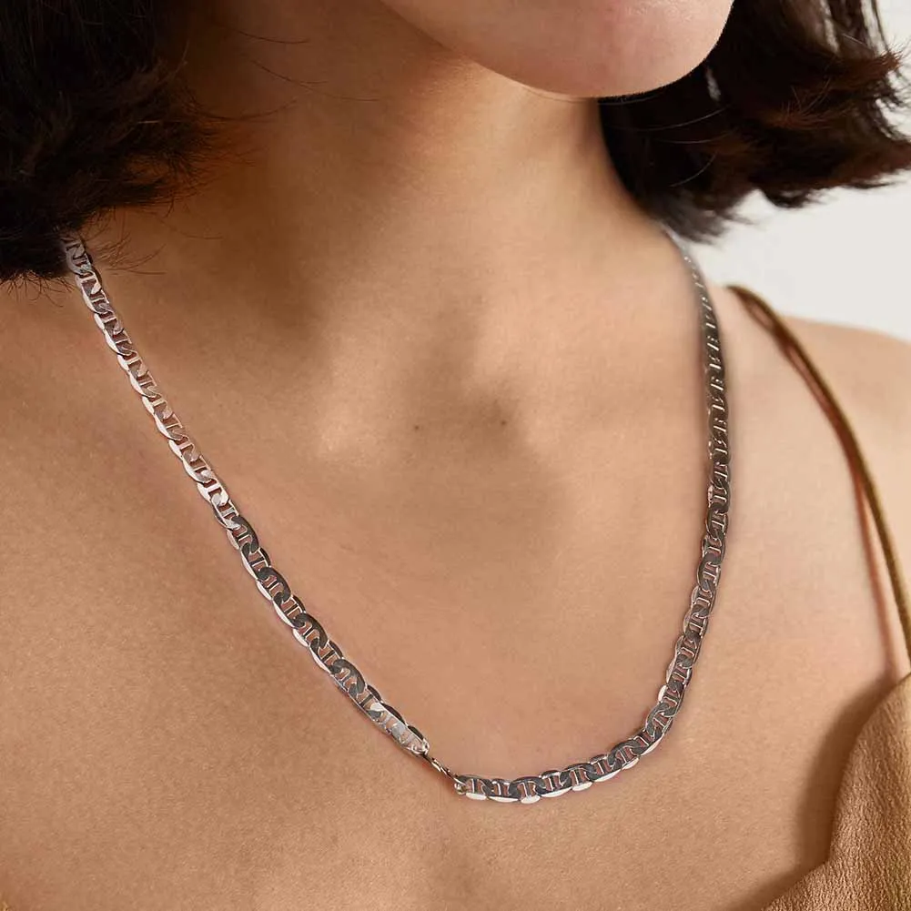 Productos de moda, Plata de Ley 925, collar de cadena clásico de 6MM, pulsera, conjunto de joyería para mujeres y hombres, regalos de boda para parejas