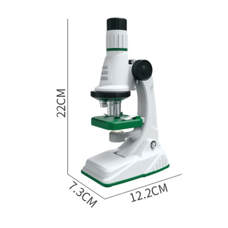 Kit de microscopio para niños, 200x 600x 1200x, juguete de tallo de ciencia biológica, lupa de mano, microscopio de bolsillo educativo escolar con luz LED