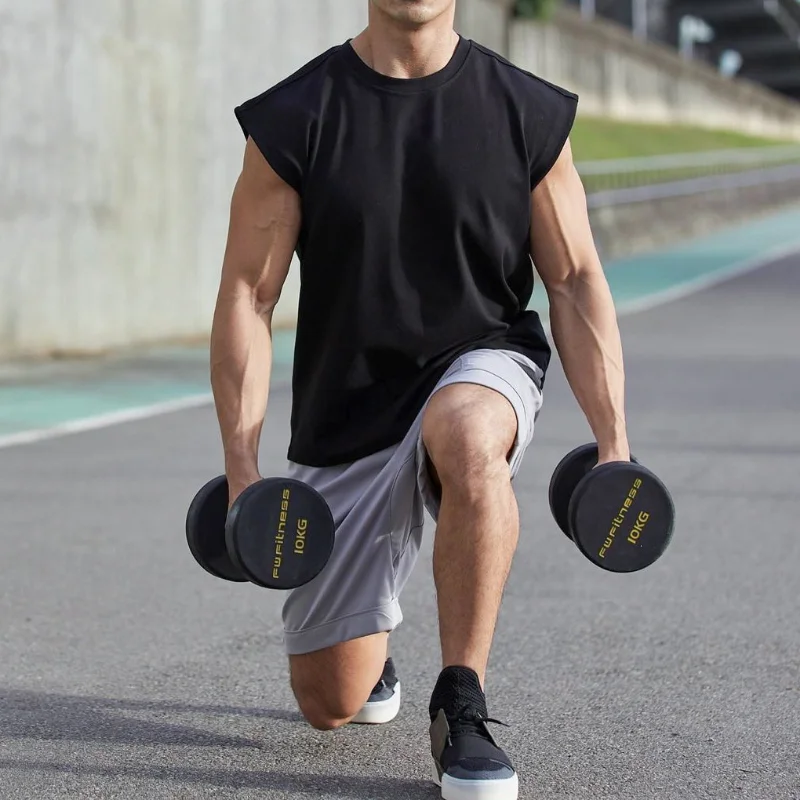 Camiseta de algodón Sprort, camisetas ajustadas de culturismo, camisetas sin mangas, camiseta de entrenamiento para gimnasio, ropa deportiva para hombre, camiseta holgada de verano para hombre