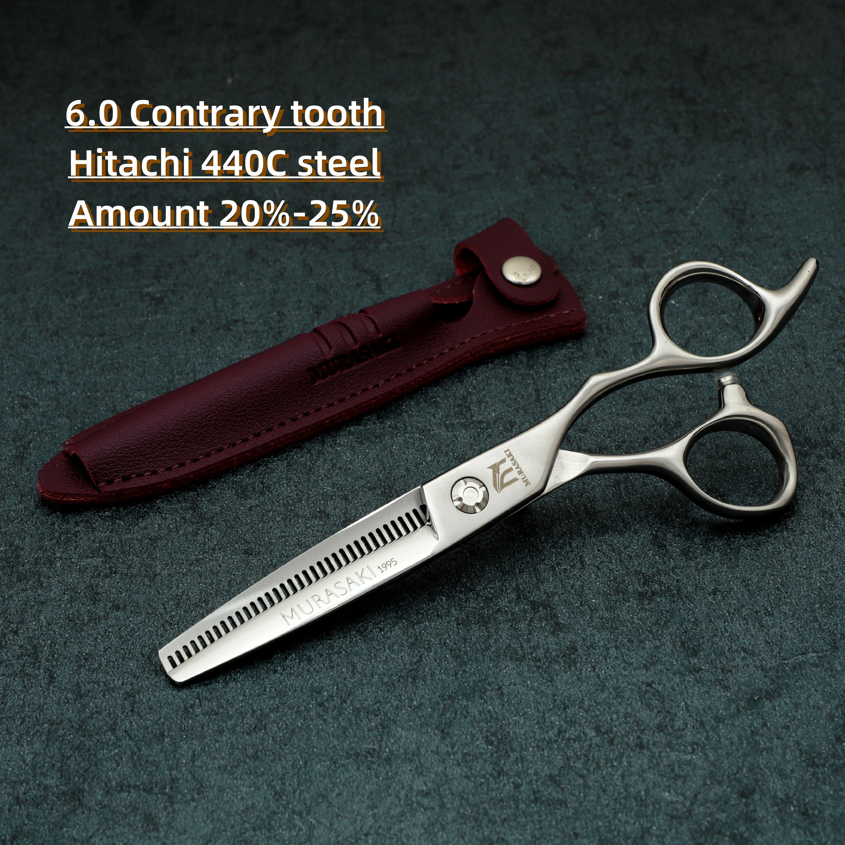 Tijeras de peluquero profesionales MURASAKI, tijeras para adelgazar el cabello con dientes opuestos de 6,0 pulgadas, herramientas de peluquero de acero Hitachi 440C de alta calidad