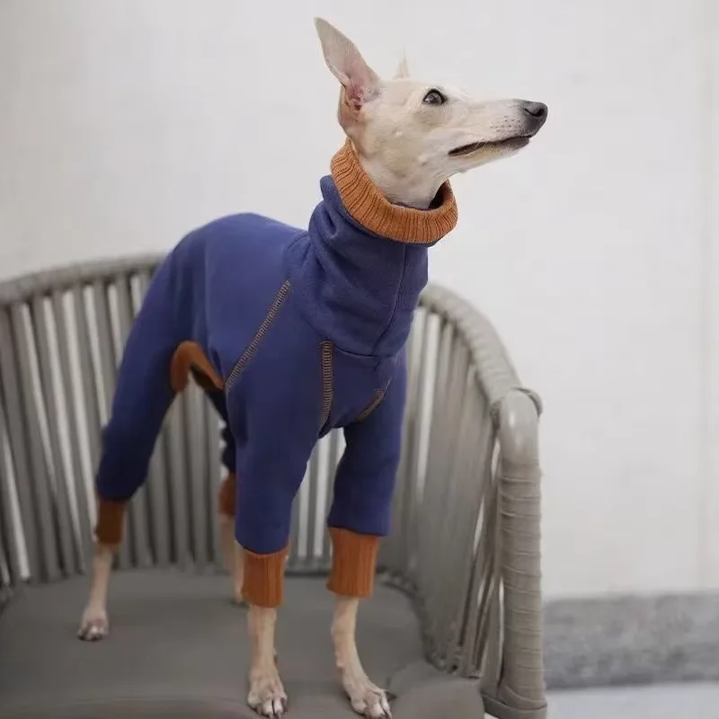 Mono Polar de Cuello Alto para Galgo y Whippet, Pijama Elástico de Cuatro Patas, Ropa Térmica para Perros, Mameluco Suave de Cuerpo Entero