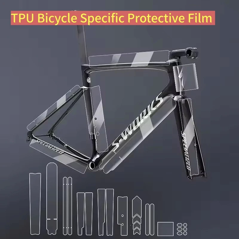 Adhesivo para Cuadro de Bicicleta de Carretera, Protector Transparente Resistente a Arañazos, Adhesivo para Bicicleta, Protector MTB, Película Protectora Universal Recortada Específica de TPU