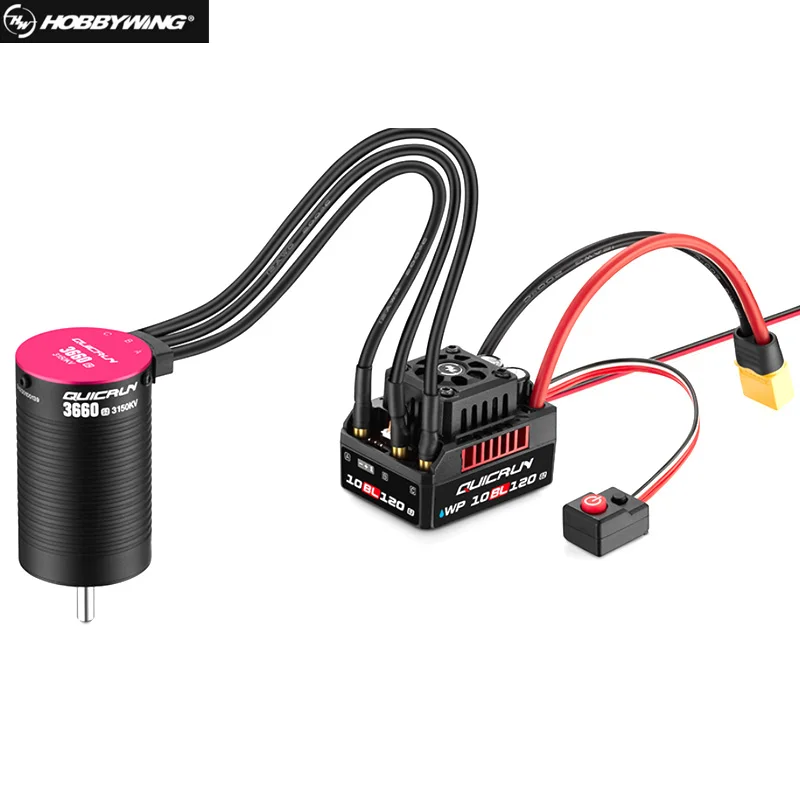 HobbyWing QuicRun WP 10BL120 G2 120A controlador de velocidad ESC sin escobillas impermeable sin sensor 3652 3660 G2 Motor para coches 1/10 RC