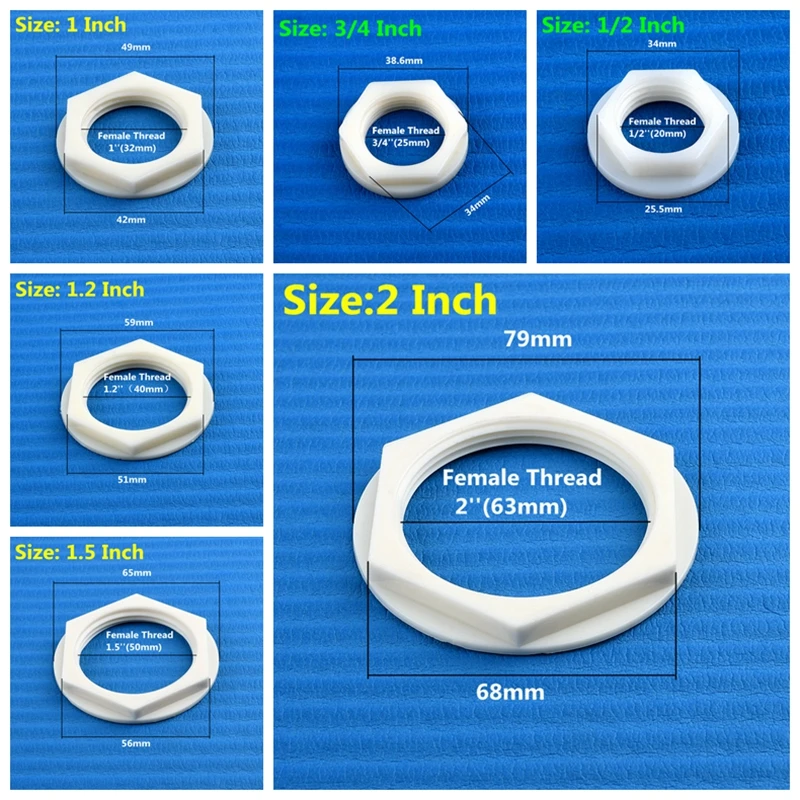 2~100 UNIDADES Tornillo de pagoda de plástico de nylon blanco con rosca hembra de 1/2~2 pulgadas para microirrigación de jardín, accesorio de fijación hexagonal