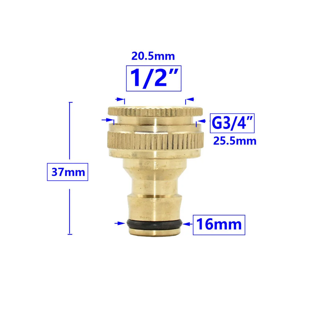 Conector rápido de manguera de latón de 1/2 '', 3/4'', 1'', 16mm, 20mm, adaptador de acoplamiento de grifo de cobre, reparación de tubos de jardín, accesorios para pistola de riego