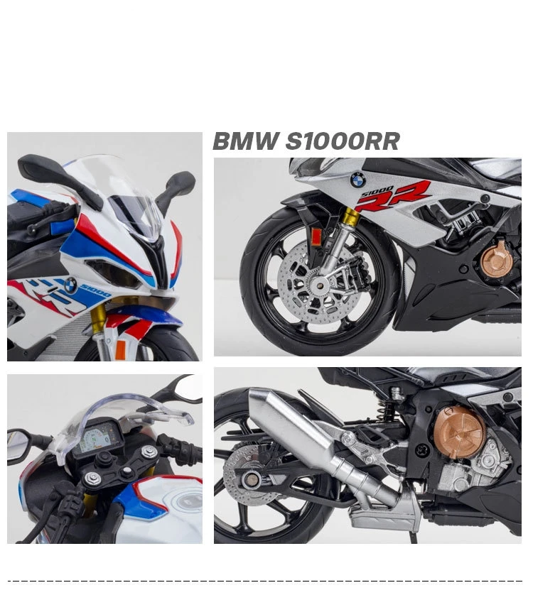 1/12 BMW S1000RR motocicleta de juguete 1:12 RMZ City Diecast Metal modelo de carreras Super Sport colección en miniatura regalo para niños
