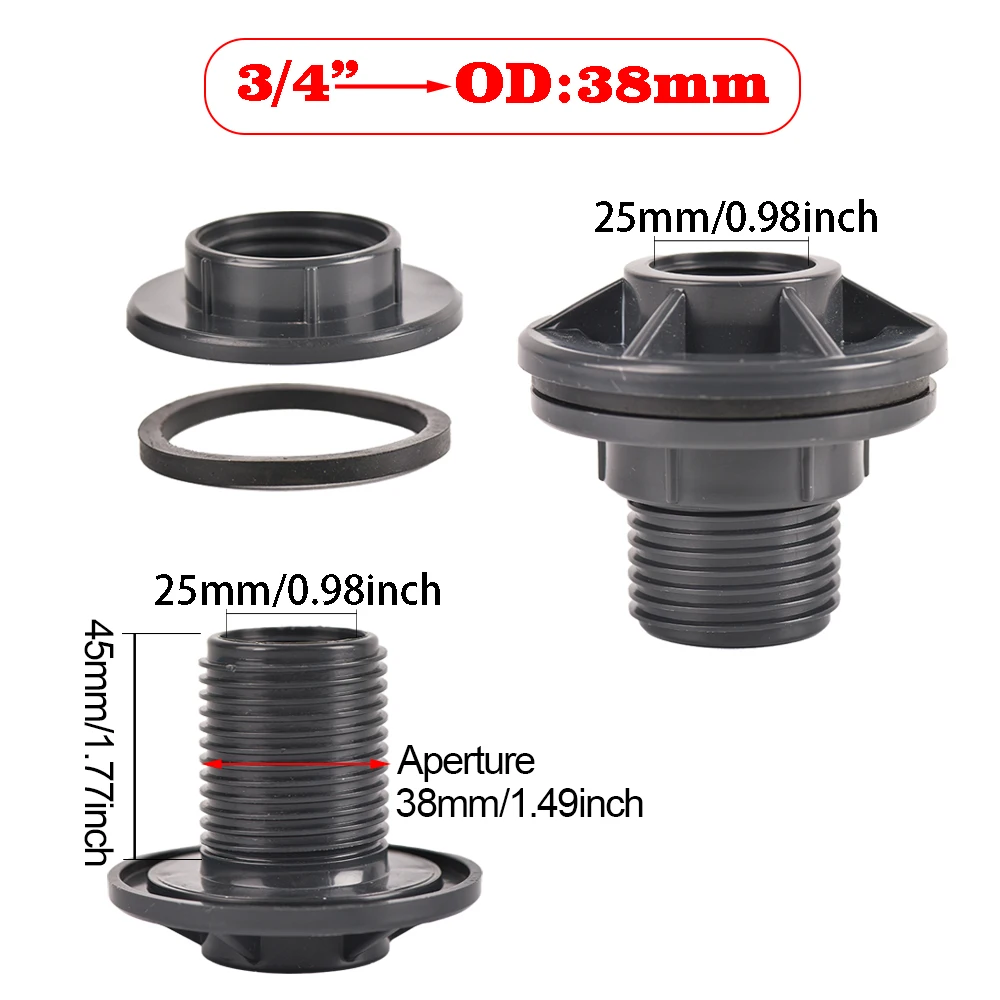 Kit de grifo de barril de lluvia con espiga de PVC de 1/2 y 3/4 pulgadas para barriles de lluvia, acuarios, tanques de agua, bañeras, piscinas, accesorio para manguera de jardín
