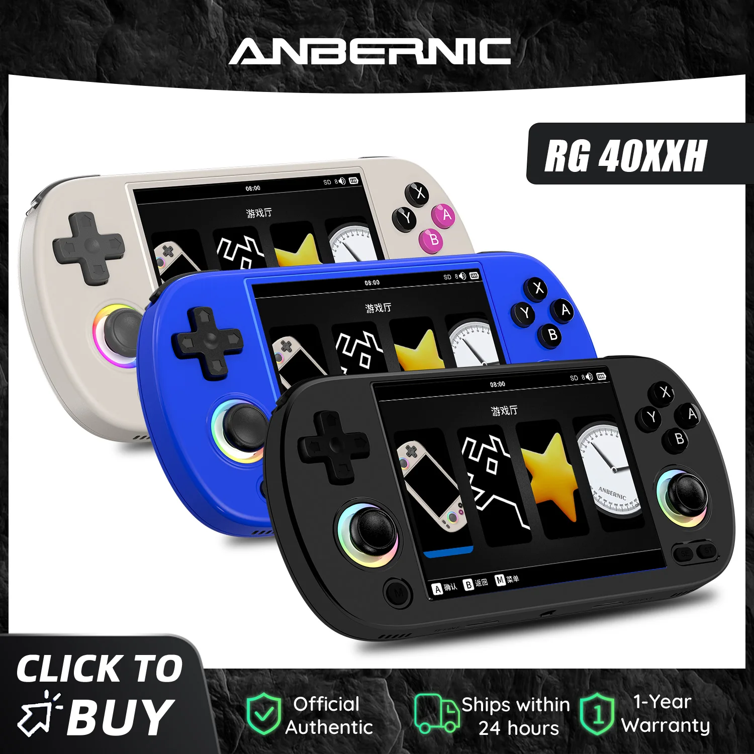 Consola de Juegos Retro Anbernic RG40XX H de 64 Bits con Linux, Pantalla IPS de 4.0'', Compatible con WiFi 5G, Bluetooth y Salida HD RG40XXH