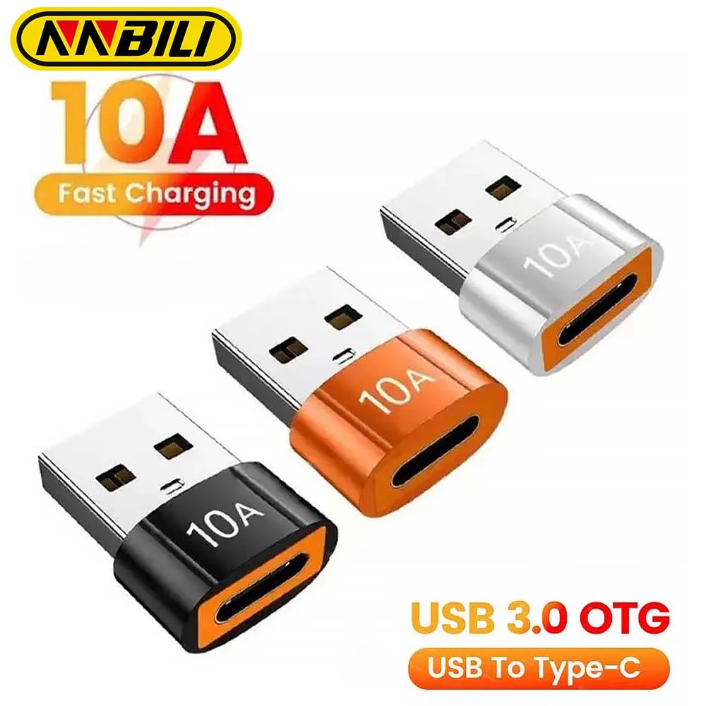 NNBILI 10A OTG USB3.0 a tipo C adaptador TypeC hembra a USB macho convertidor carga rápida transferencia de datos para ordenador portátil Xiaomi Samsung