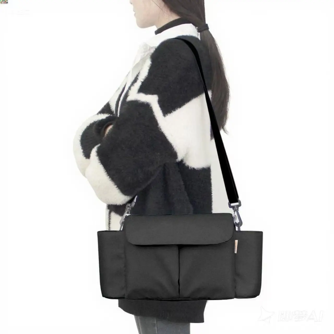 Bolsa Colgante para Cochecito de Bebé, Bolsa de Almacenamiento de Gran Capacidad, Bolsa de Hombro, Bolsa para Madre y Bebé, Bolsa para Pañales