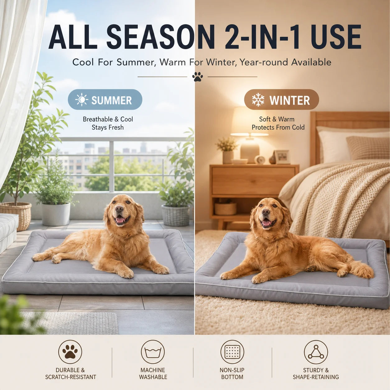 Alfombra para Perros Grandes Resistente a Mordidas, Impermeable, Antideslizante, Gruesa, para Todas las Estaciones, Lavable, para Jaulas, para Golden Retriever, Labrador y Gatos
