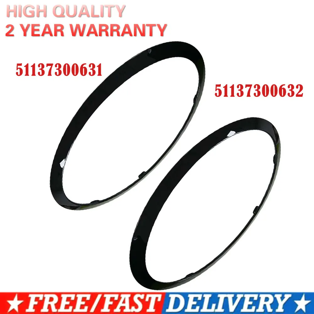 51137300632    2 uds para Mini Cooper F55 F56 F57 2014 anillo de faro negro brillante moldura cubierta envolvente marco de luz trasera coche Ac