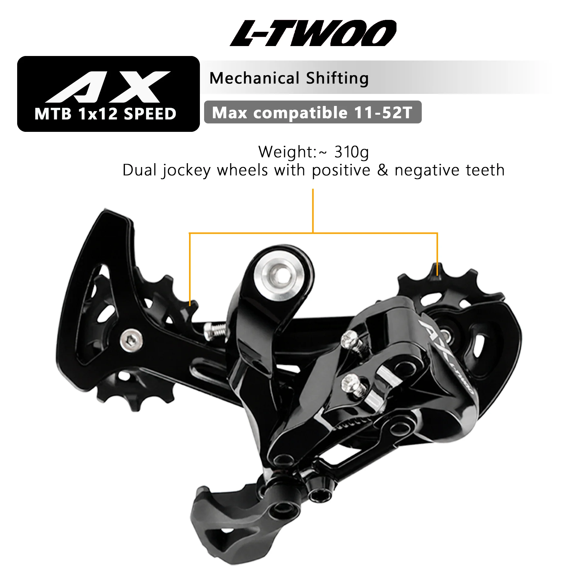 Juego de Frenos de Disco Hidráulicos LTWOO AX MTB, Cambio de 1x12 Velocidades, Desviador Trasero, Juego de Cassette ZRACE, Plato de Cadena Compatible con M6100