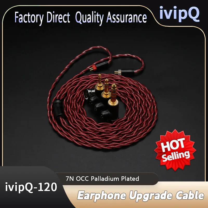 IvipQ 26AWG 7N OCC enchufes modulares tipo L chapados en paladio Cable de actualización de auriculares 3 en 1 con MMCX/2PIN/0,78mm/QDC/N5005 para AKG