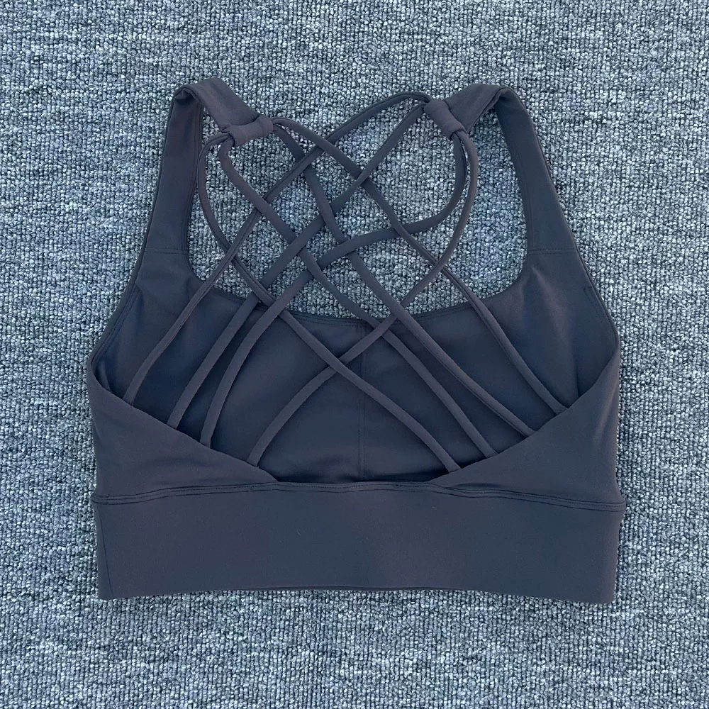 Nuevo Sujetador deportivo para Fitness para mujer, Push Up, espalda cruzada, a prueba de golpes, para correr, entrenamiento de gimnasia, entrenamiento, ropa interior de Yoga, Tops cortos
