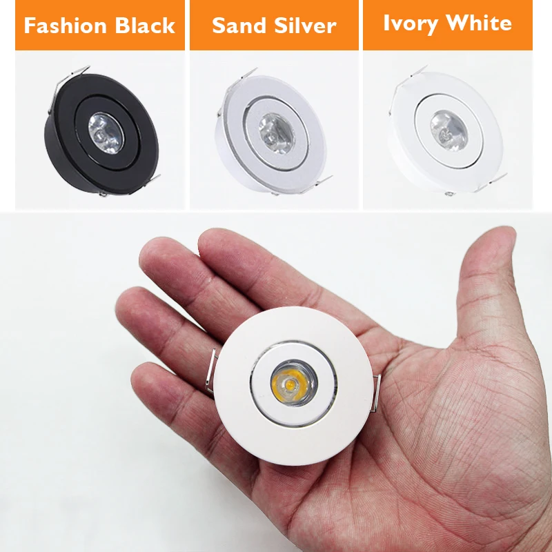 Mini luz LED empotrable de 6 piezas, 3W 1W, regulable, luz puntual, luces empotradas AC85-265V, luz de techo de aluminio de 52 mm