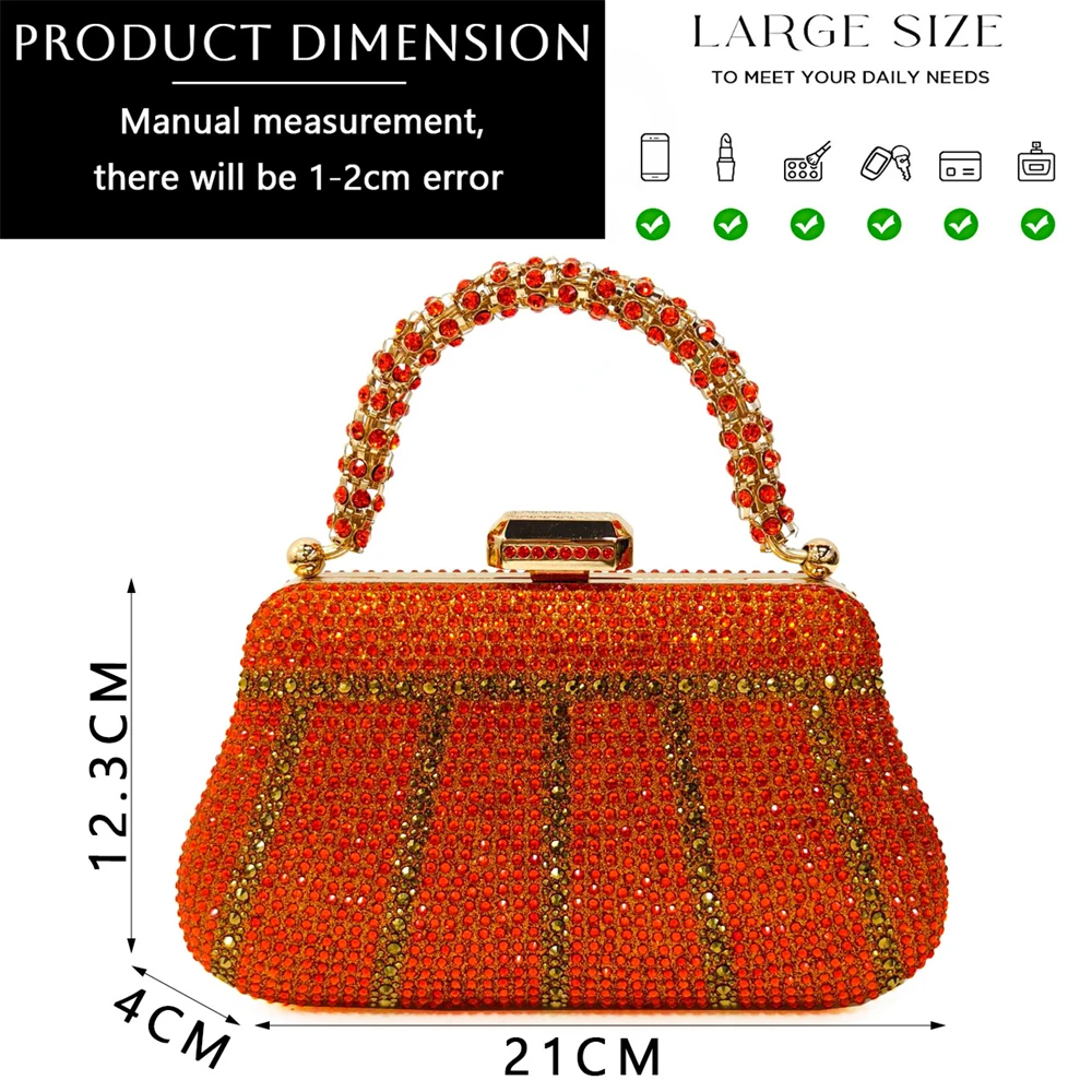 Venus Chan 2024, diseño especial, Color naranja de alta calidad, zapatos y Bolsa africanos para mujer con cristal brillante para fiesta de boda