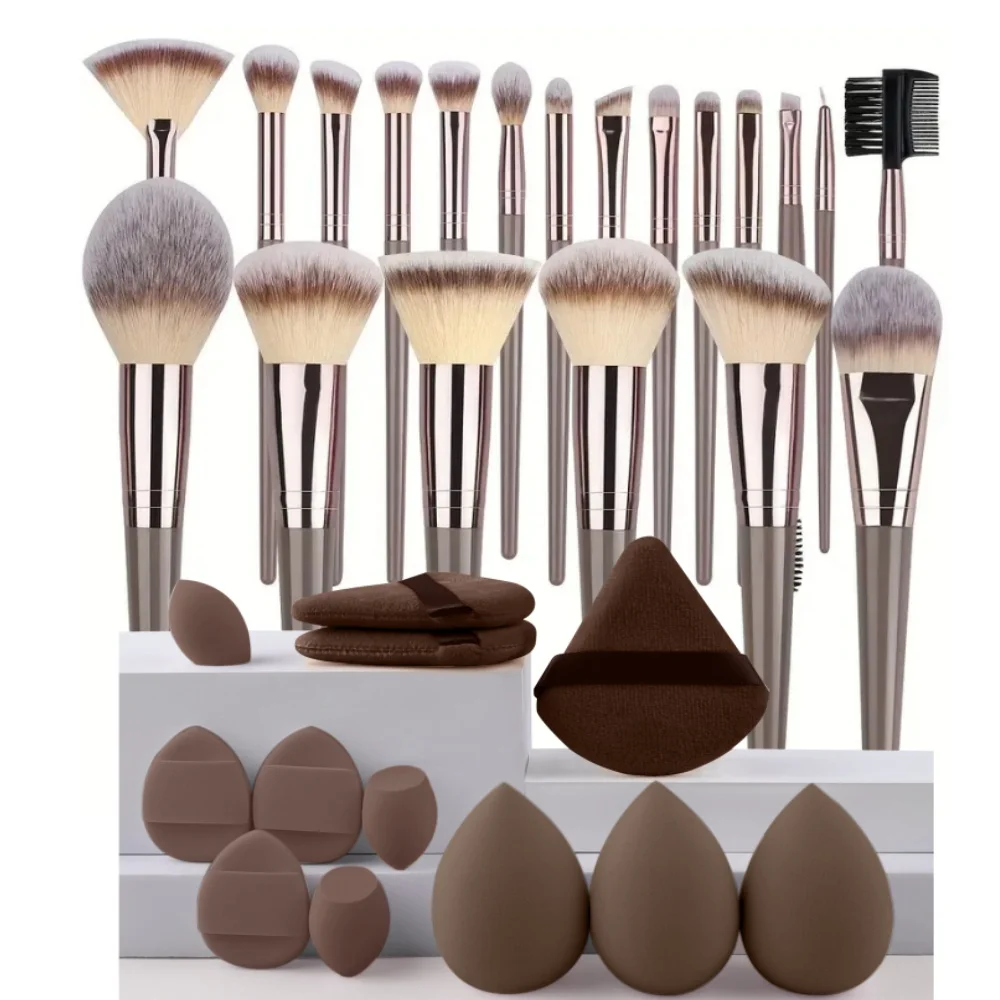 Juego de brochas de maquillaje de 1-20 piezas, sombra de ojos, base, colorete, resaltador, corrector, herramienta de belleza femenina, esponjas de belleza, esponjas para pulgar