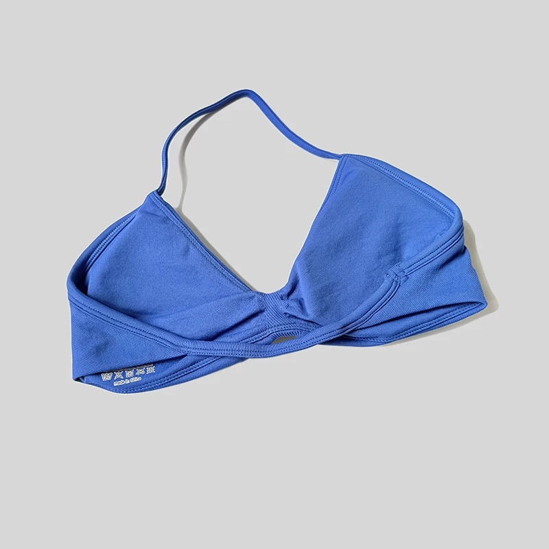 Sujetador deportivo con cuello Halter para mujer, Top corto de gimnasia con espalda abierta y realce, camisetas sin mangas de Yoga para entrenamiento sin costuras acolchadas