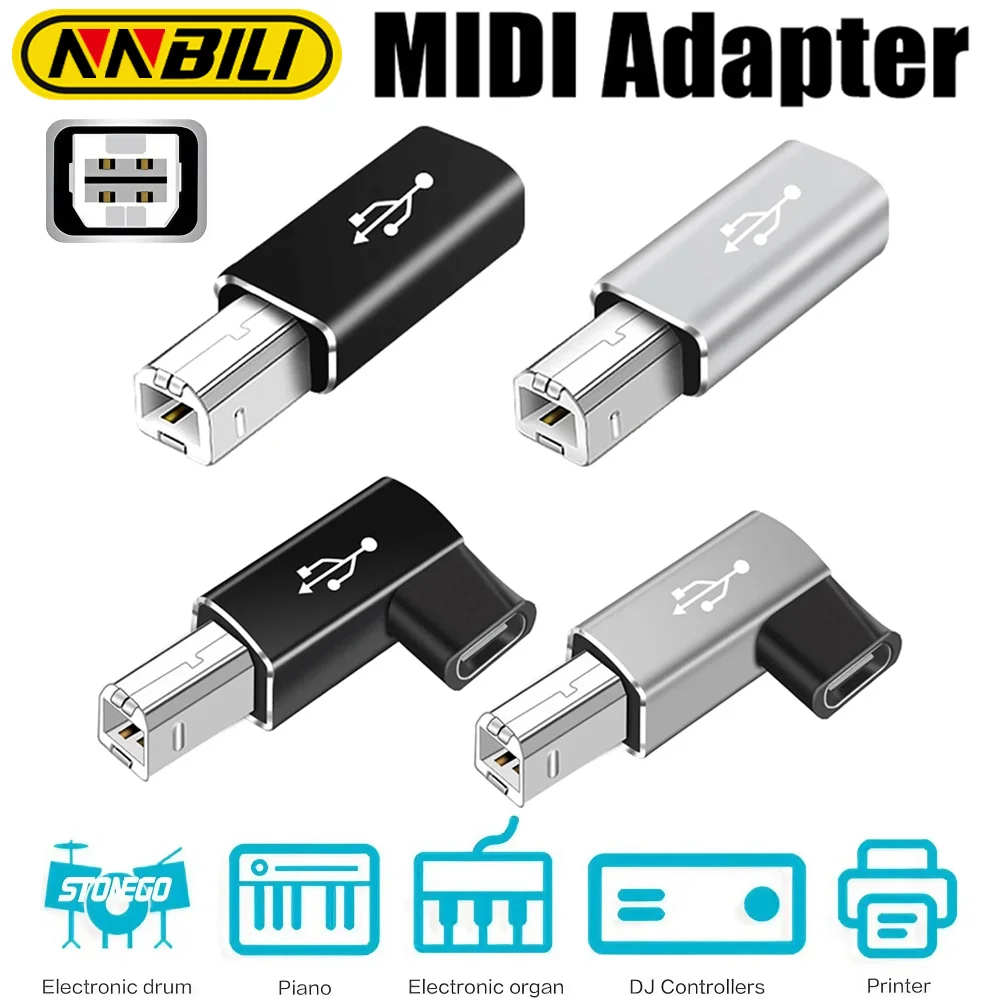 NNBILI USB B macho a USB tipo C hembra adaptador para escáner convertidor de impresora transferencia USB para teclado controlador MIDI de impresora