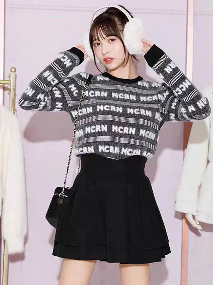 Faldas negras estilo Lolita japonés para mujer, primavera y otoño, nueva cintura elástica, minifaldas plisadas cortas para mujer, Culottes bonitos para chica