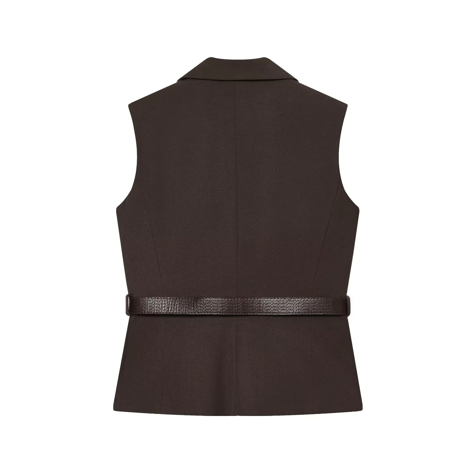 BSAY otoño nuevo producto 2025 ropa de mujer con cinturón, cuello, camiseta sin mangas o pantalones casuales de pierna recta de cintura alta