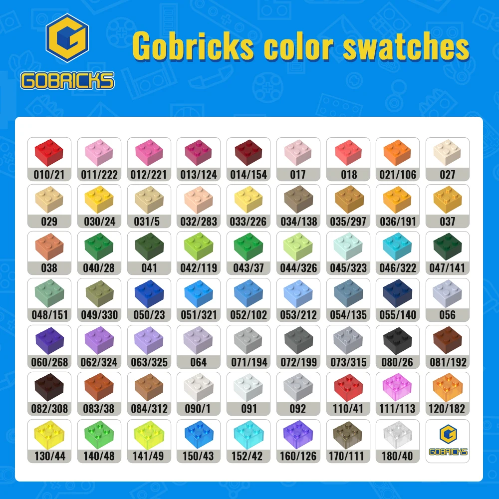 Gobricks-bloques de construcción para niños, 10 piezas, montaje de piezas, azulejos planos 2x2, compatibles con 3068, juguetes educativos para niños