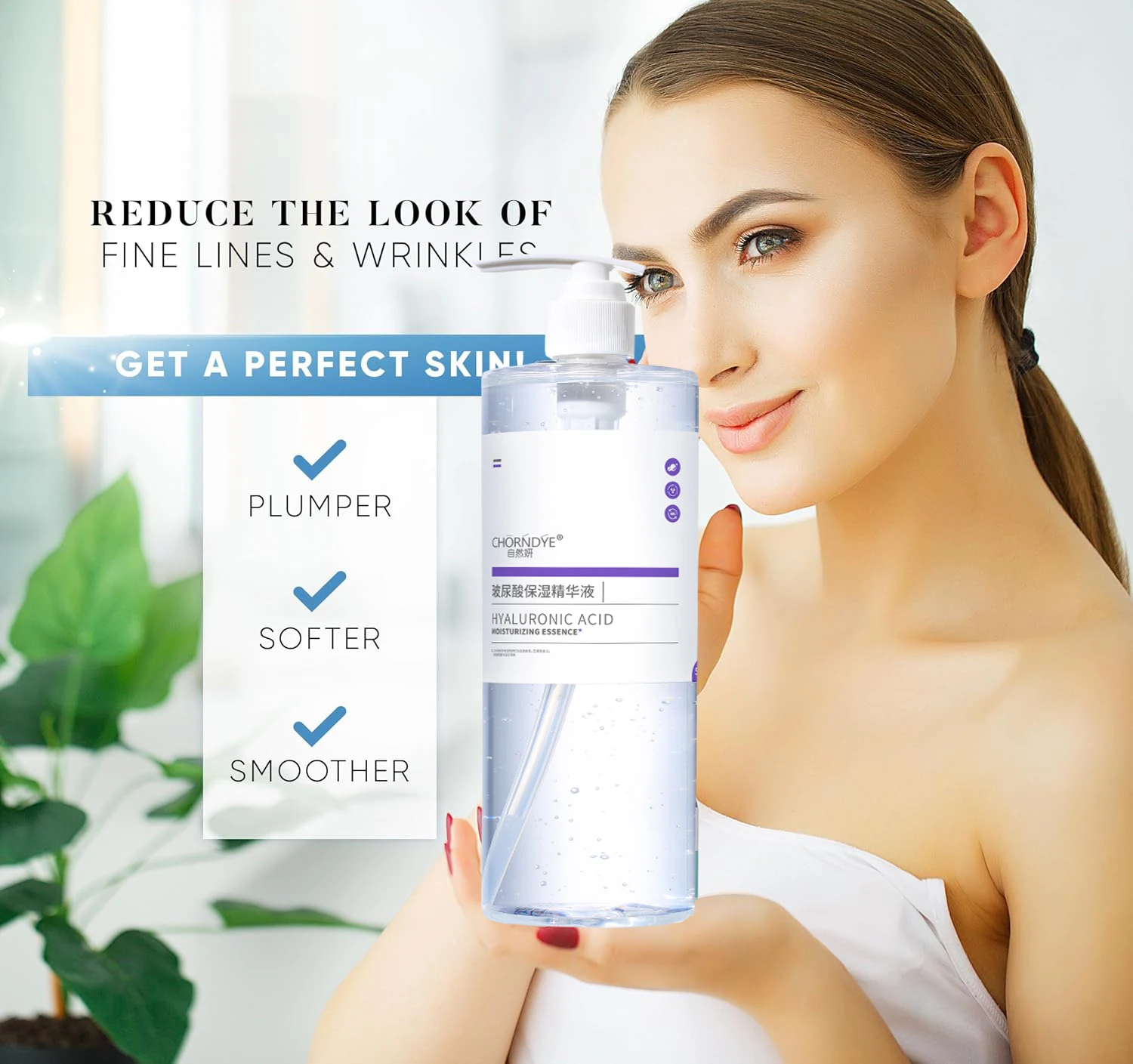 Ácido Hialurónico 500ml, Hidratación Profunda y Refrescante para el Rostro, Potenciador de Hidratación, Textura Ligera, Cuidado Facial Coreano para una Piel Radiante