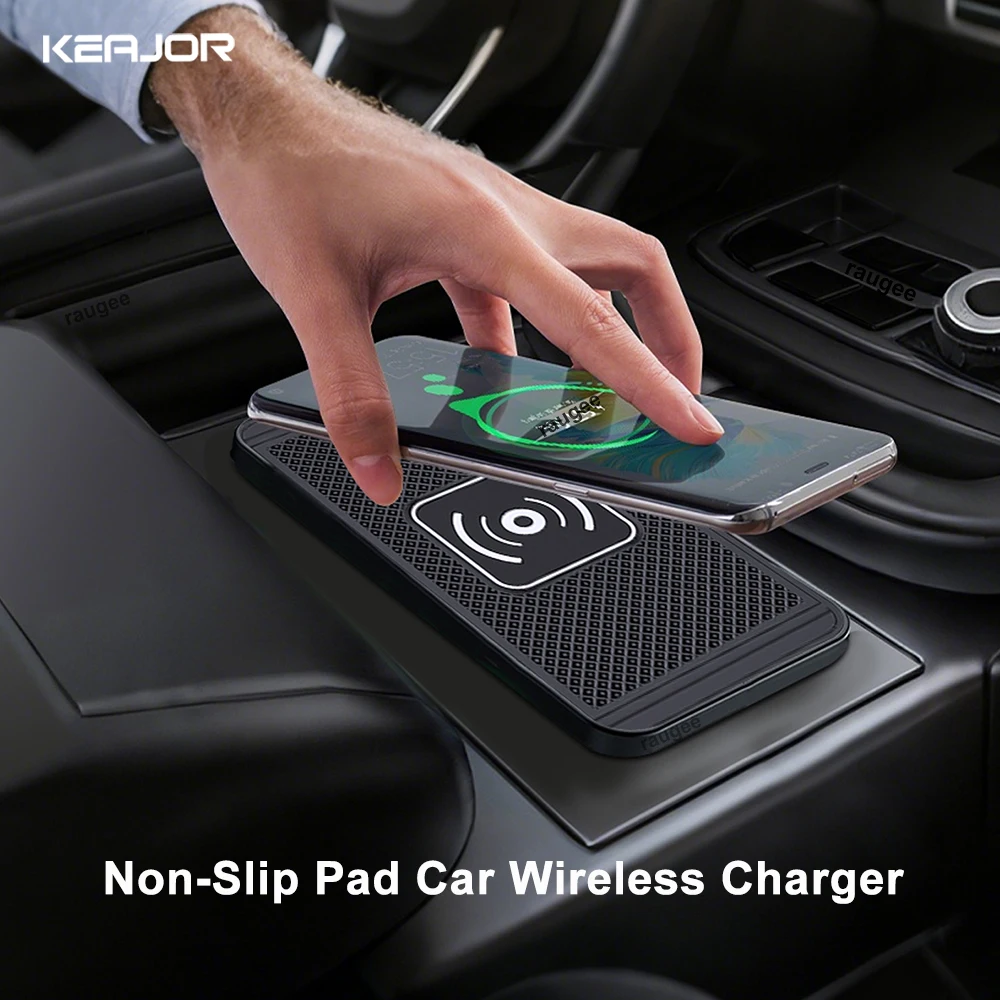 Cargador inalámbrico de coche para iPhone 17 16 15, almohadilla de carga de inducción inalámbrica rápida para Samsung Xiaomi, almohadilla antideslizante de silicona para teléfono de coche