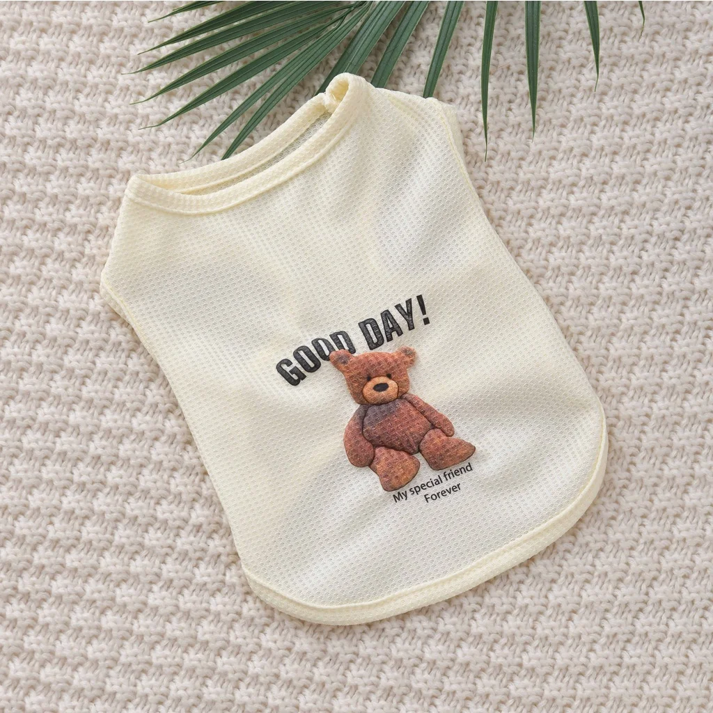 Ropa para perros Primavera Verano Pet cachorro chaleco gato fresco espuma estampado de oso verano Waffle camiseta sin mangas XS-XXL