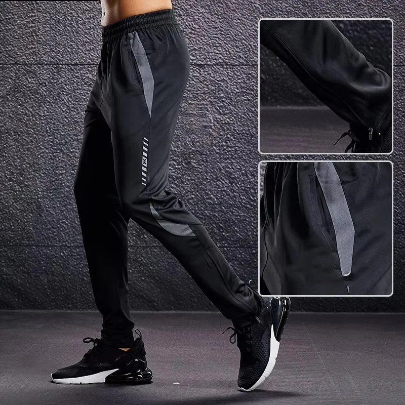 Pantalones deportivos para hombre, pantalones para correr con bolsillos con cremallera, entrenamiento de fútbol, pantalones deportivos para correr, mallas deportivas de fútbol, pantalones de chándal