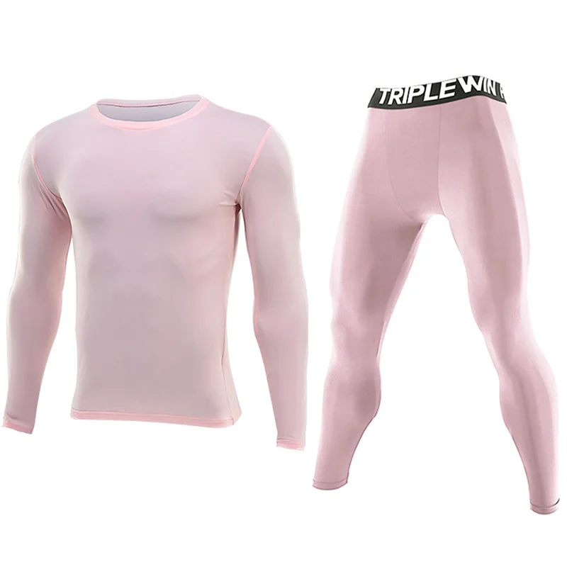 Chándales de manga larga para hombre, camiseta deportiva para gimnasio + Leggings, conjunto deportivo para correr, Yoga, esquí, baloncesto, fútbol, traje 96