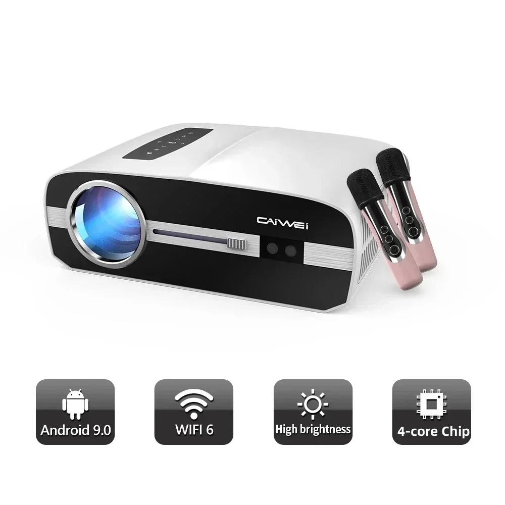 Proyector Inteligente Android 4K con Enfoque Automático, Proyector para Cine en Casa con WiFi 6, 3800 ANSI Lúmenes, con Karaoke