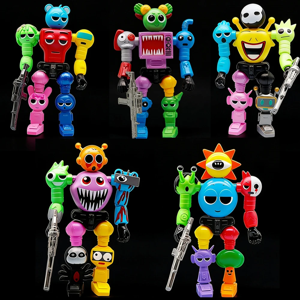 Figuras de Juego Sprunki, Robots Ensamblables, Figuras de Acción, Adornos de Escritorio, Muñecos Decorativos, Juguetes para Niños, Regalos para Fiestas de Navidad