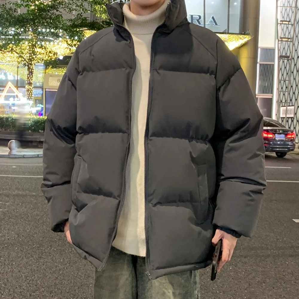 Parkas para hombre, chaquetas informales de estilo básico cálido, abrigo grueso de invierno, chaqueta acolchada, prendas de vestir de Color sólido, ropa para hombre