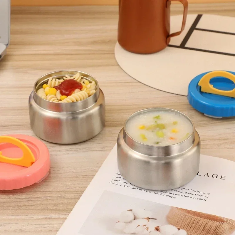 Tarro de comida con aislamiento al vacío de boca ancha térmica para sopa de 8oz para alimentos calientes y fríos, contenedor de almuerzo para niños de acero inoxidable a prueba de fugas para Scho