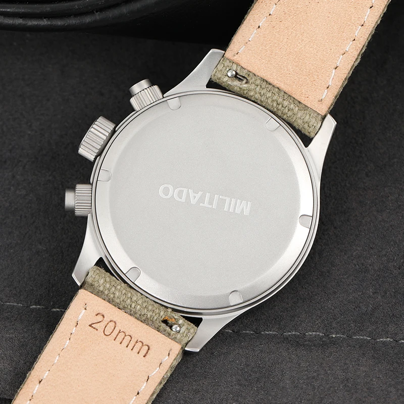 Militado ML1868KF Retro VK67 reloj cronógrafo de cuarzo caja de acero inoxidable 3 esferas impermeable 100M reloj militar multifunción