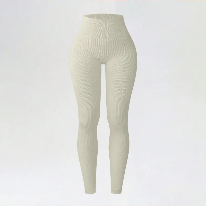 Leggings de punto sin costuras para mujer, mallas ajustadas de cintura alta, pantalones de yoga elásticos para levantar la cadera, ideales para fitness, gimnasio, entrenamiento y running.