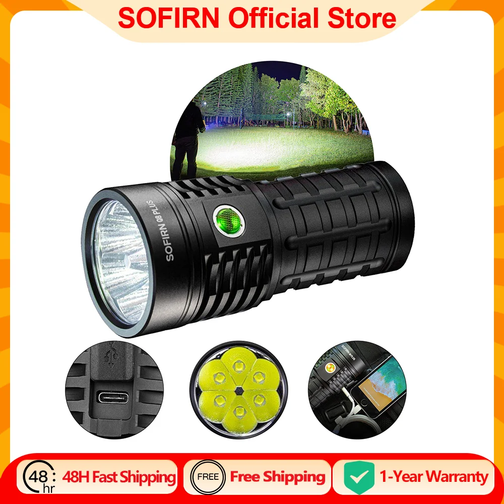 Sofirn Q8 Plus linterna LED súper potente 16000lm USB C recargable 21700 Anduril 2,0 antorcha XHP50B carga inversa