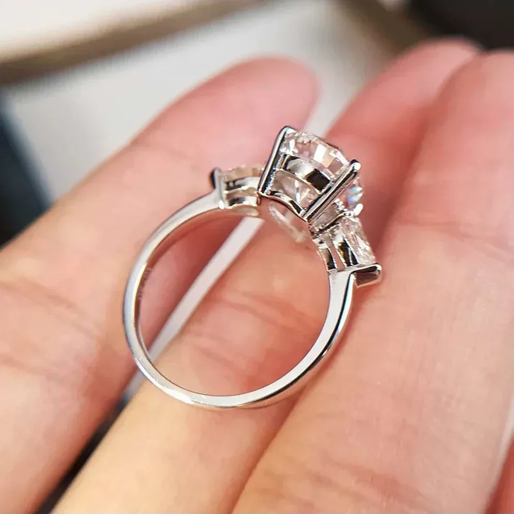 Anillos de compromiso de diamante moissanita con corte de pera de 1/2/3/6 quilates para mujer, anillo de boda con forma de gota de agua de 3 piedras de Plata de Ley 925