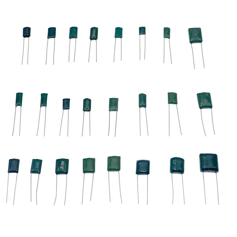 660 Uds 24 valores 100V 2A221J a 2A474J Kit surtido de condensadores de película de poliéster 2A331 2A102 2A472 2A682 2A103 2A333 2A104 2A224 2A474