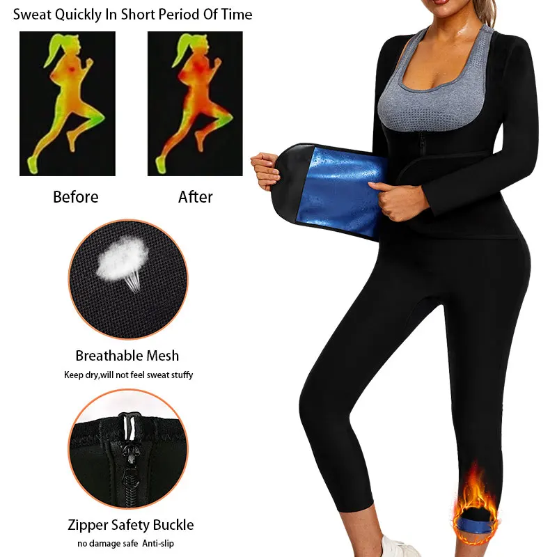 Mono de Sauna para mujer, traje de sudor para perder peso, Top de cuerpo completo, pantalones, entrenador de cintura, cinturón ajustable, axilas y entrepierna transpirables