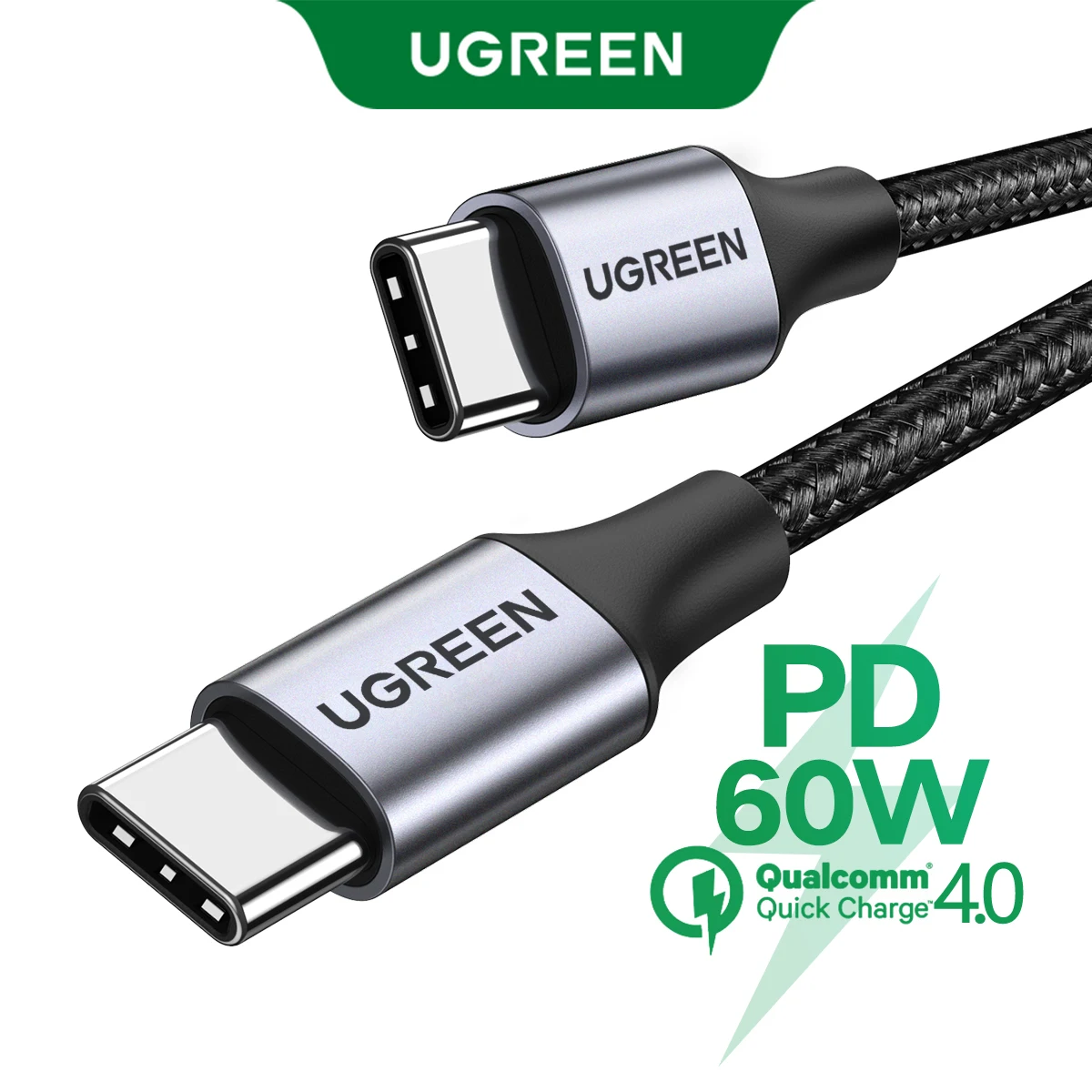 Cable de Carga Rápida UGREEN PD3.0 de 60W USB Tipo-C a USB-C para iPhone 17 16 MacBook Air iPad Samsung Xiaomi